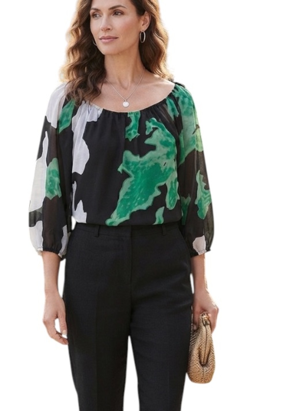 INC International Concepts Black and Green Blouse size 10
